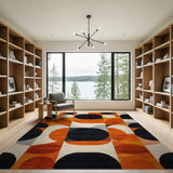Geometric Modern Bold Geometric Orange Black Area Rug
