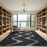 Black White Heritage Tribal Zigzag Rug