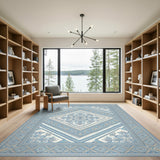 Traditional Persian Blue Persian Floral Medallion Area Rug