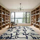 Cute Black Outline Puppy Pattern Area Rug