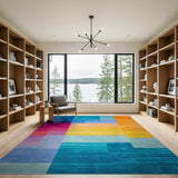 Vibrant Multi-Color Geometric Patchwork Geometric Modern Area Rug