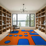 Retro Blue Keyboard Geometric Area Rug