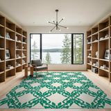 Green Geometric Diamond Leaf Area Rug