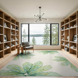 Watercolor Green Fan Leaf Area Rug