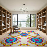 Vibrant Multi-Color Mandala Geometric Area Rug