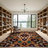 Terracotta Medallion Floral Area Rug