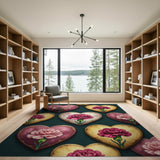 Vintage Carnation Heart Pattern Area Rug