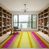 Vibrant Multi-Color Grid Stripe Area Rug