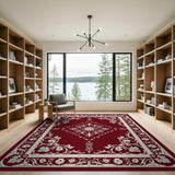 Elegant Red Persian Rug with Ornate Floral Borders