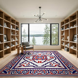 Ornate Red Blue Persian Area Rug