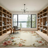 Pink Vintage Pink Peony Floral Border Rug