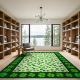 Lucky Four-Leaf Clover Scatter Green Area Rug