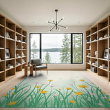 Pink Yellow Wildflower Meadow Area Rug