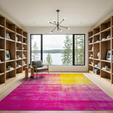 Vibrant Pink to Yellow Gradient Abstract Area Rug