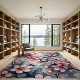 Cherry Blossom Watercolor Pink Area Rug