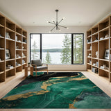 Green Abstract Area Emerald Green Gold Vein Abstract Area Rug