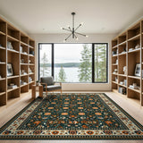 Traditional Persian Teal Persian Floral Area Rug
