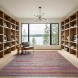 Vibrant Pink Multi-Color Geometric Stripe Rug