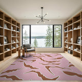 Vibrant Pink Wavy Abstract Abstract Area Area Rug