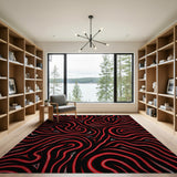 Red Swirl Bold Red Swirl Abstract Area Rug