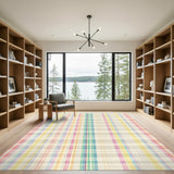Pastel Plaid Washable Area Rug
