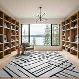 Bold Black Line Geometric Area Rug