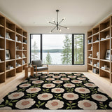 Vintage Cream Rose Floral Area Rug