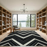 Geometric Modern Bold Zigzag Black White Geometric Area Rug