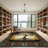 Mystical Tree of Life Rug with Celtic Tribal Borders