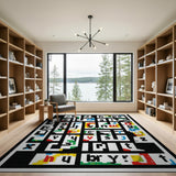 Multi-Color Alphabet Maze Geometric Area Rug