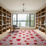 Playful Pink Strawberry Area Rug