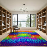 Rainbow Heart Kids Washable Area Rug