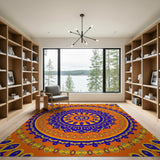 Vibrant Orange Mandala Persian Area Rug