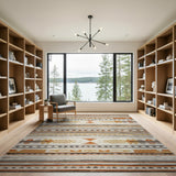 Southwestern Tan Rust Geometric Stripe Area Rug