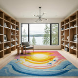 Vibrant Sunset Waves Multi-Color Area Rug