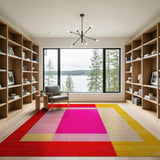 Vibrant Red Pink Yellow Geometric Area Rug
