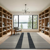 Black and White Modern Black White Vertical Striped Area Rug