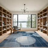 Blue Geometric Circles Area Rug