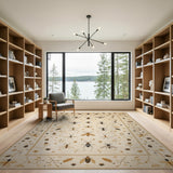 Ivory Insect Botanical Motif Rug