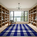 Navy Blue and White Buffalo Check Area Rug