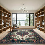 Teal Pink Persian Pavilion Floral Rug