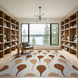 Abstract Brown Tan Teardrop Area Rug