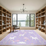 Purple Unicorn Rainbow Kids Area Rug