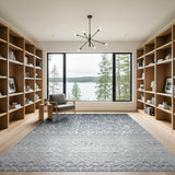 Navy Ombre Geometric Trellis Area Rug