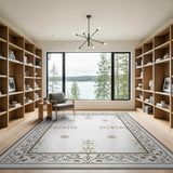 Traditional Persian Brown and Tan Ornate Floral Border Area Rug