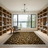 Bold Black Gold Leopard Print Area Rug