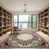 Multi-color and Patterns Ornate Red Floral Persian Border Rug