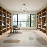 Beige and Neutral Abstract Organic Shapes Beige Area Rug