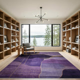 Purple Geometric Wave Abstract Area Rug