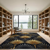 Art Deco Gold Palm Fan Area Rug